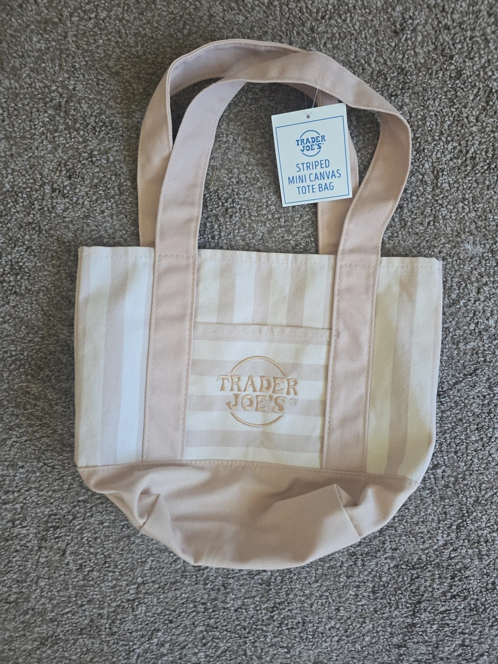 Pink Striped Canvas Tote Bag